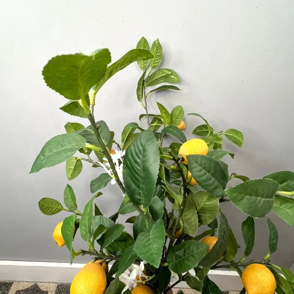 Pier 1 Imports Lemon Tree Branch Spray Faux Leaves Fruit Lot of 3 Large NWT
